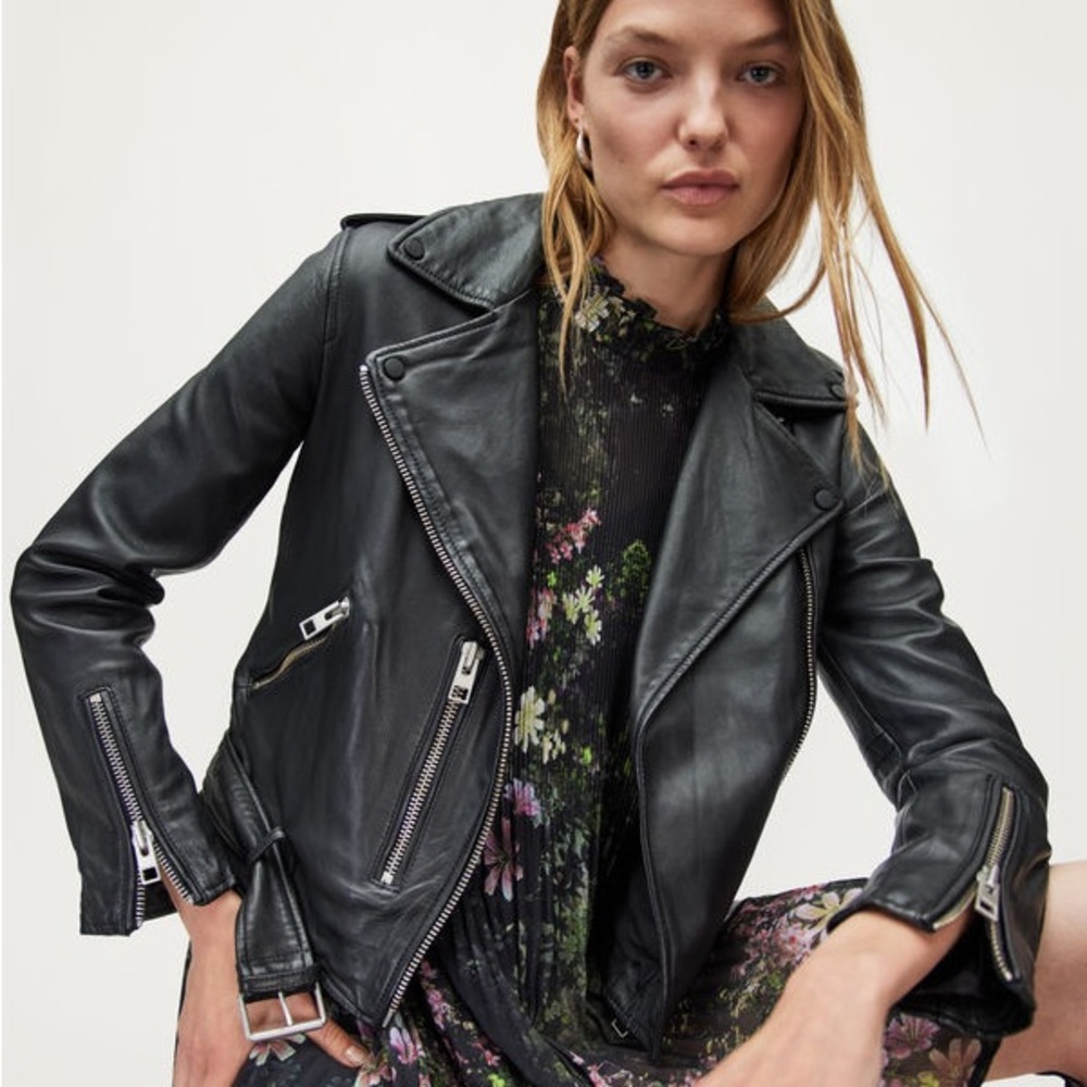 NWOT All Saints Balfern leather biker jacket 
Size US 4